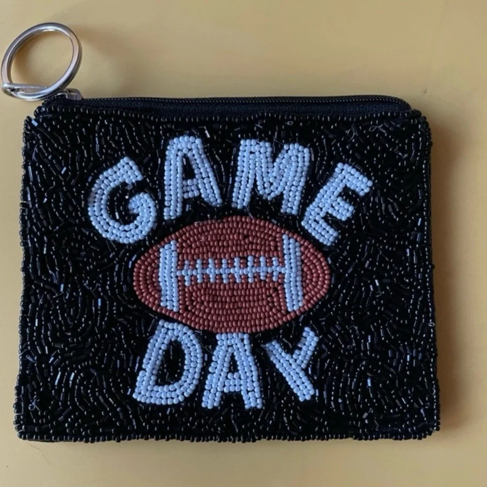 Game Day Beaded Clutch Key Ring, NEW